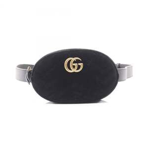 GUCCI Authentic Black Leather GG Marmont Fanny Pack